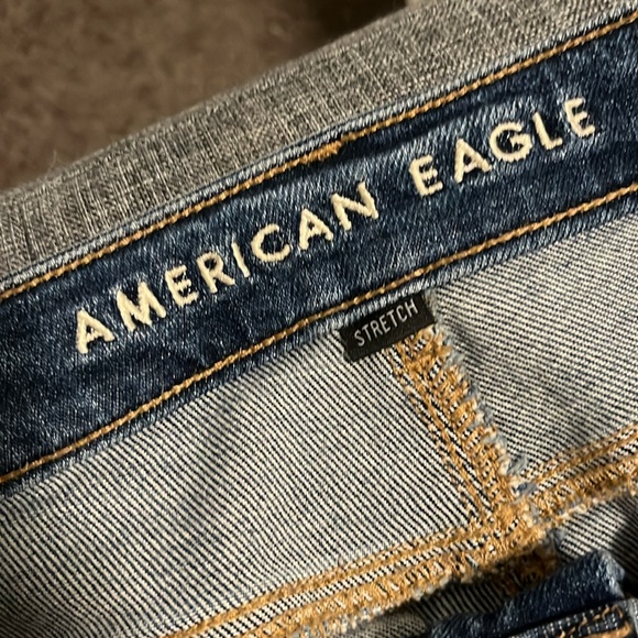 American Eagle Mom Jeans- Dark Wash Distressed - Picture 2 of 9